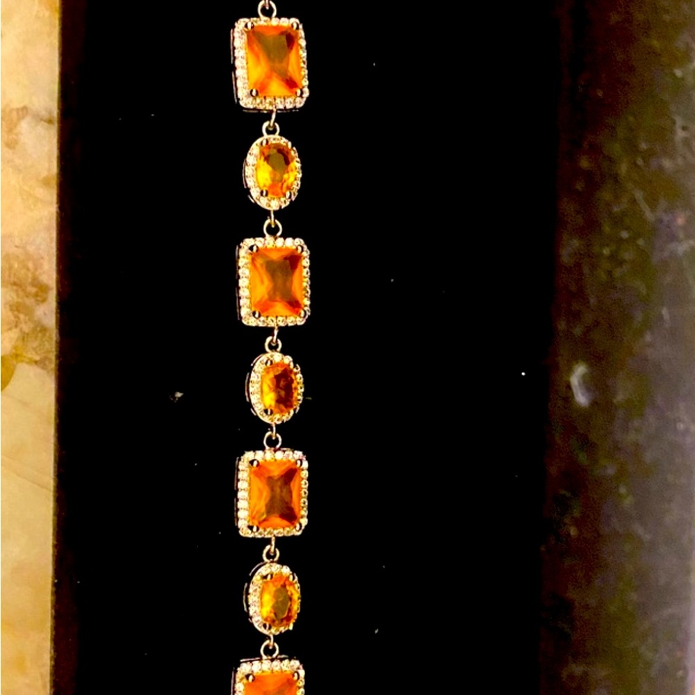 Beautiful natural genuine citrine and white sapphire bracelet